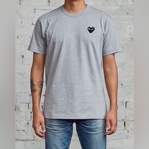 Comme des Garcons PLAY Grey Tee with Black Heart Patch